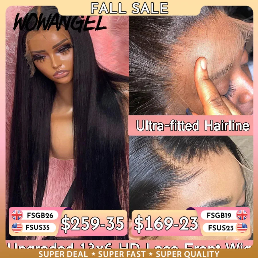 34inch Real HD Lace Front Wig Pre Plucked Straight Wigs 13x6 HD Transparent Lace Frontal Human Hair Wig Brazilian Hair For Woman