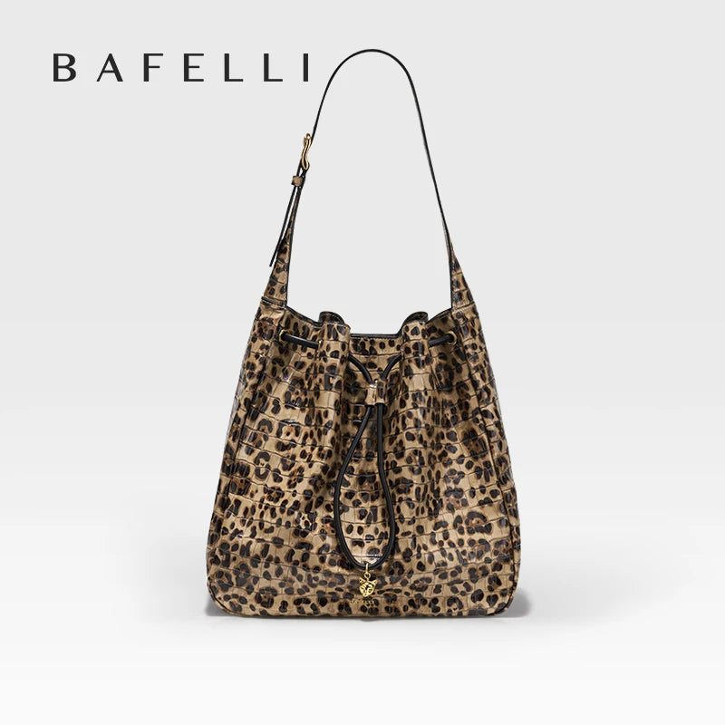 BAFELLI WOMEN'S NEW BAGS LUXURY FASHION LEATHER HANDBAGS 2026 HIGH QUALITY DESIGNER BRAND CAPACITY LADIES SHOULDER LEOPARD PRINT
