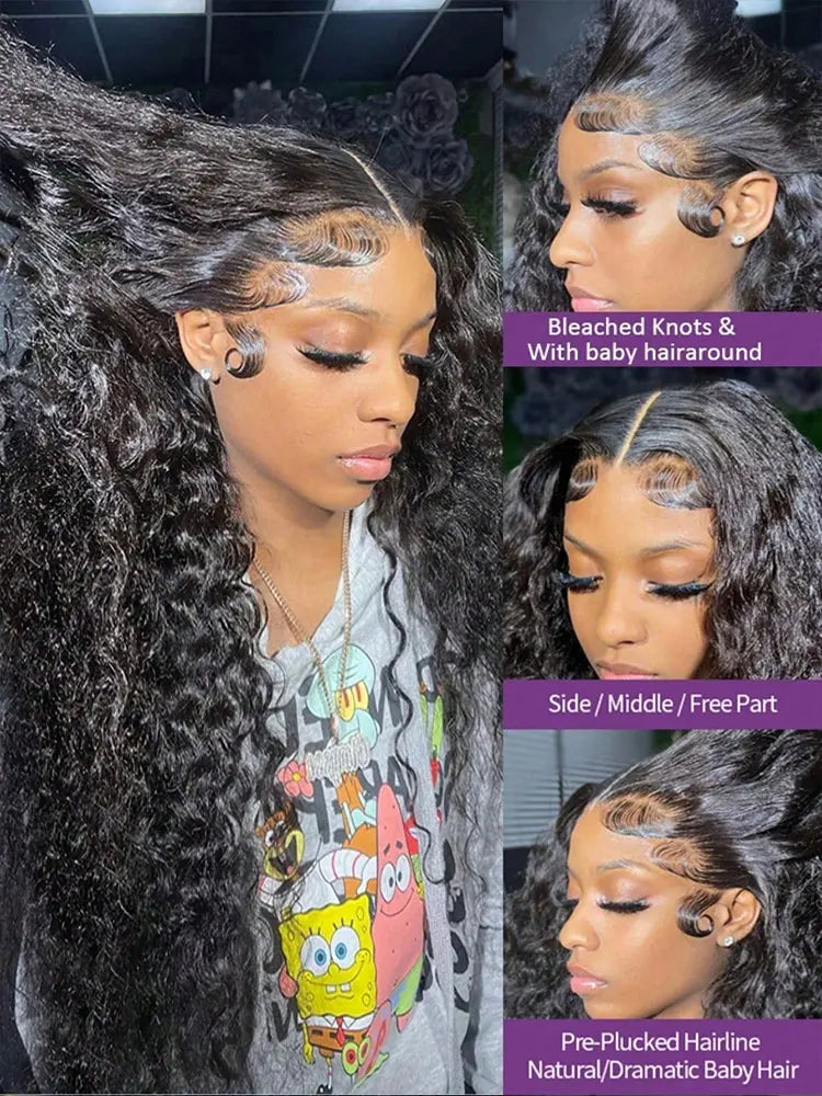 30 Inch Deep Wave Lace Front Wigs Human Hair  250% Density 13x4 HD Lace Front Wigs Human Hair Deep Curly Wet And Wavy Human Hair Wigs For Women