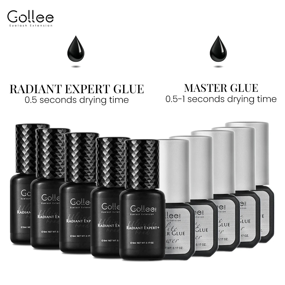 Gollee 0.5-1s Fast Dry Glue for Eyelash Extension Hypoallergenic Lash Extension Glue for Professional Artists Eyelashes Supplies