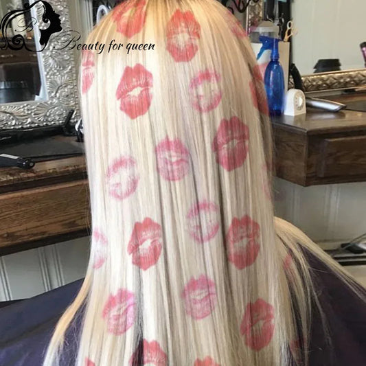 Cosplay Highlight Straight With Pattern Brazilian Colored Pink Blue Human Hair Wig Transparent 13x4 Lace Frontal Wigs For Women