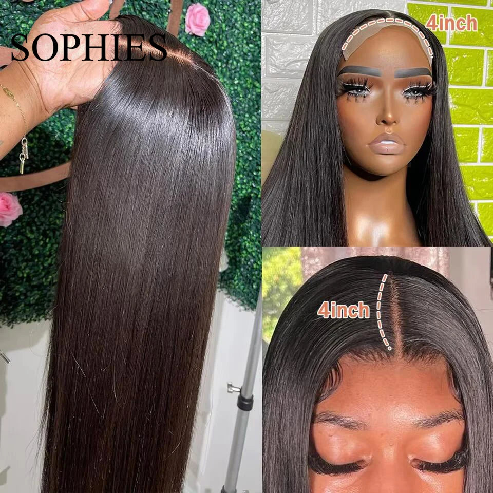 Straight 13x4 Lace Frontal Human Hair Wigs For Women Brazilian Remy Hair 4x4 Lace Wigs Pre Plucked With Baby Hair 180% Density