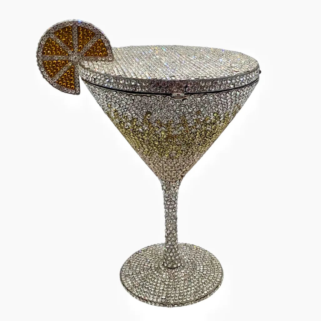 XIYUAN Women Luxury Branded Martini Crystal Evening Bag Elegant Cup Diamond Bridal Handbag Wedding Party Purses Lady Gift Clutch