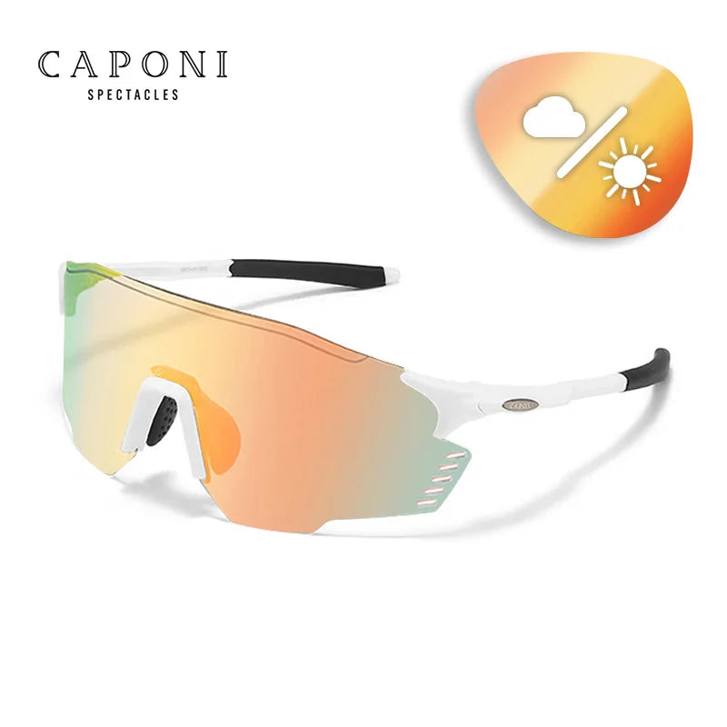 CAPONI Sport Men's Sunglasses TR-90 Gradient Photochromic Glasses For Men UV400 New Design Anti Dust Windproof Eyewear BS23812