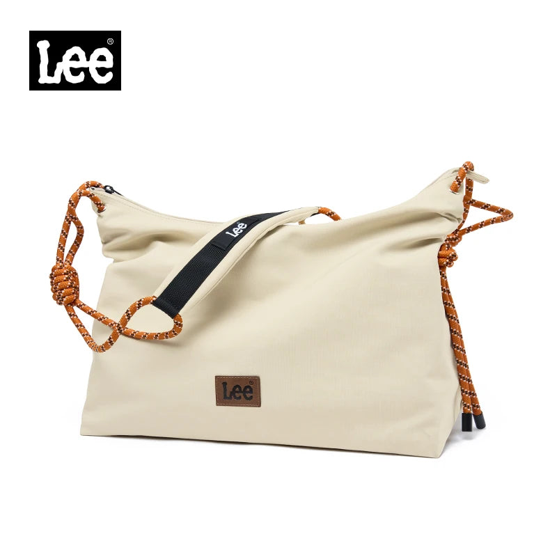 LEE Unisex Denim Blue Soft Pillow Shoulder Bags Beige Casual Simple Utility Light Ladies Large High Capacity Hobo Crossbody Bag