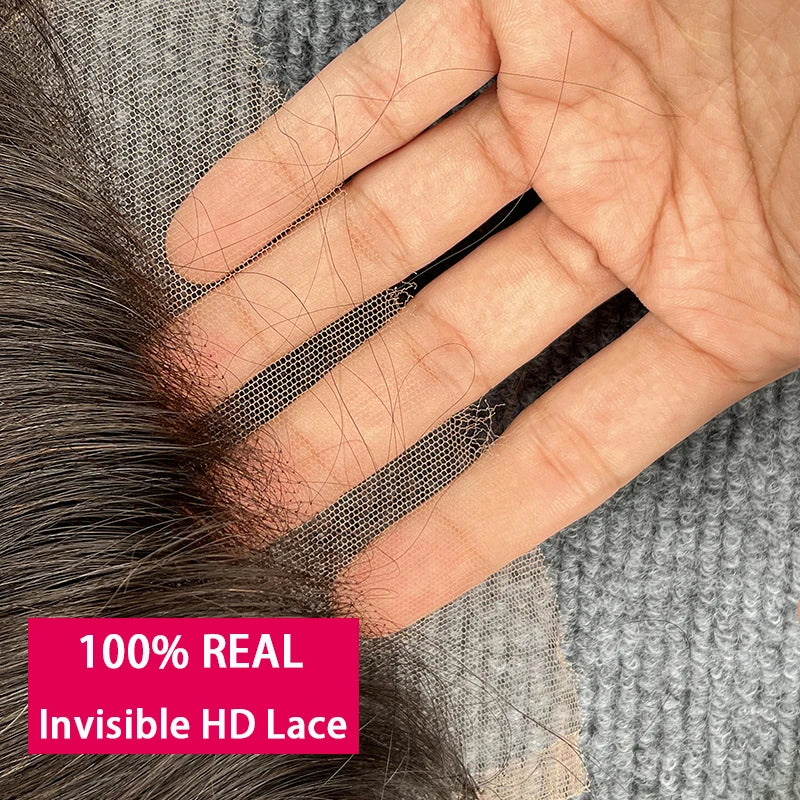 100% Real HD Lace Closure Only Invisible Melt Skin Lace 6x6 7x7 Straight & Body Wawe Raw Human Hair Pre Plucked Swiss HD Lace
