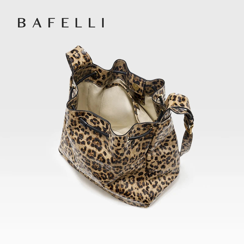 BAFELLI WOMEN'S NEW BAGS LUXURY FASHION LEATHER HANDBAGS 2026 HIGH QUALITY DESIGNER BRAND CAPACITY LADIES SHOULDER LEOPARD PRINT