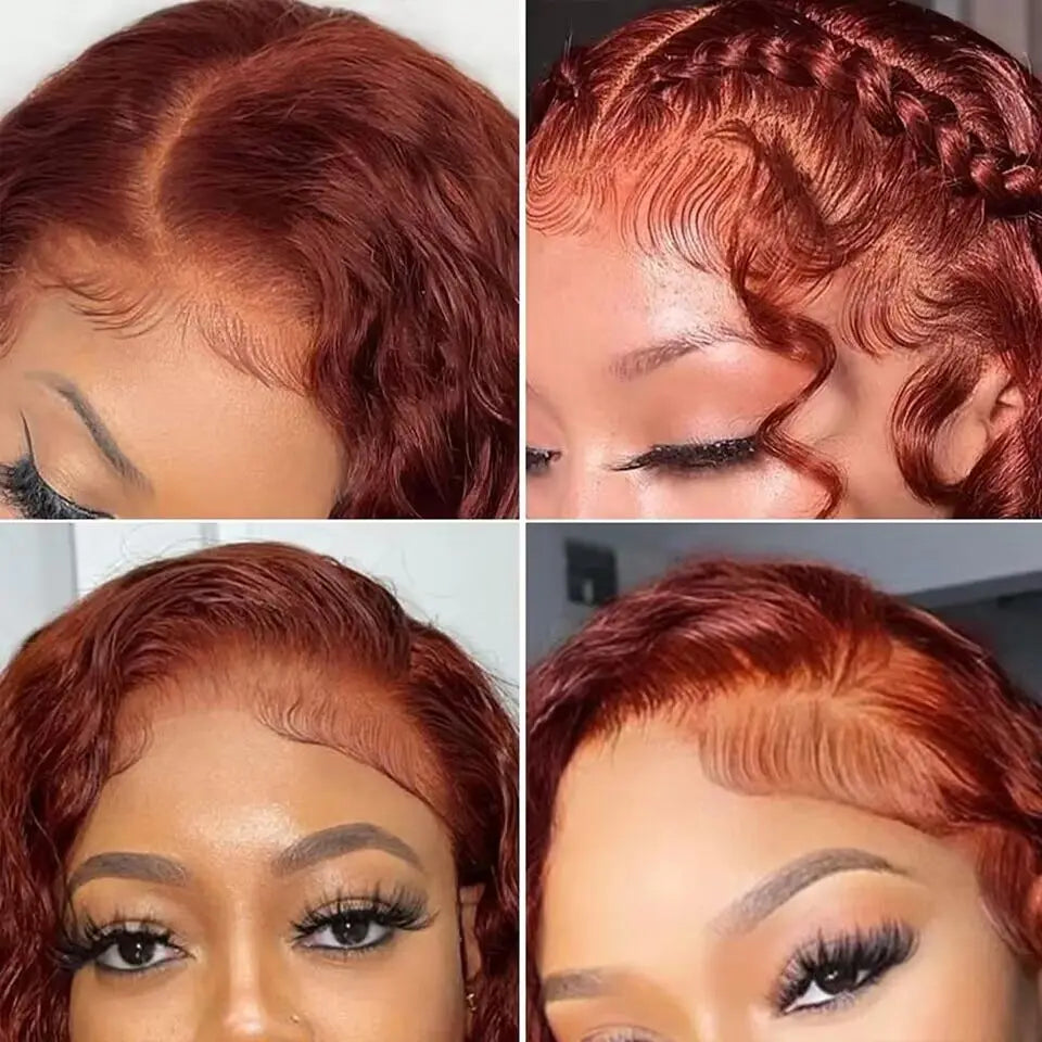 30 34 Inch Reddish Brown Deep Wave Frontal Wig  180% 13X6 HD Lace Frontal Wig Colored Deep Wave 13x4 Lace Front Human Hair Wigs