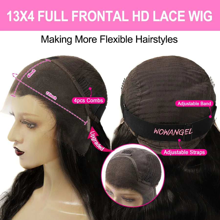 Wow Angel 1BJ27# Highlight Body Wave 13X6 HD Lace Front Wigs Pre Plucked Skinlike 13x4 HD Lace frontal human hair wig For Woman