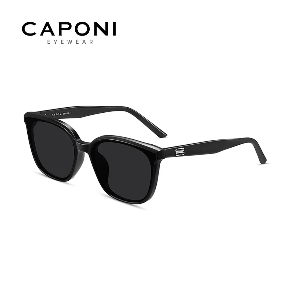 CAPONI Polarized Sunglasses Men Outdoor High Quality Driver Sun Glasses Photochromic UV400 Brand Designer Black Shades BS24048