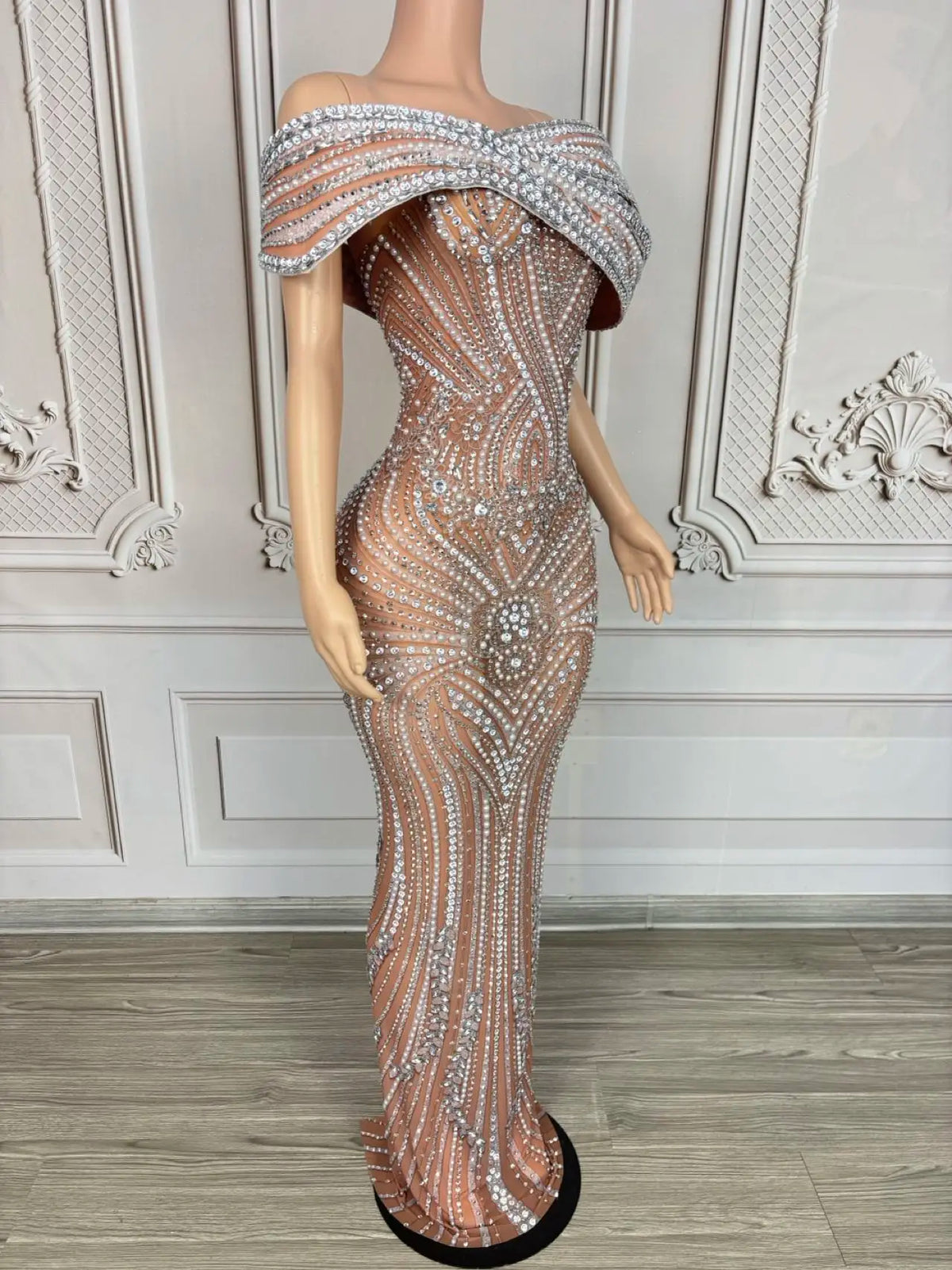 Sparkly Crystals Luxury Strapless Gown Sexy Women Birthday Celebrate Party Outfit High-end Evening Dress Photo Shoot Wear Chidao