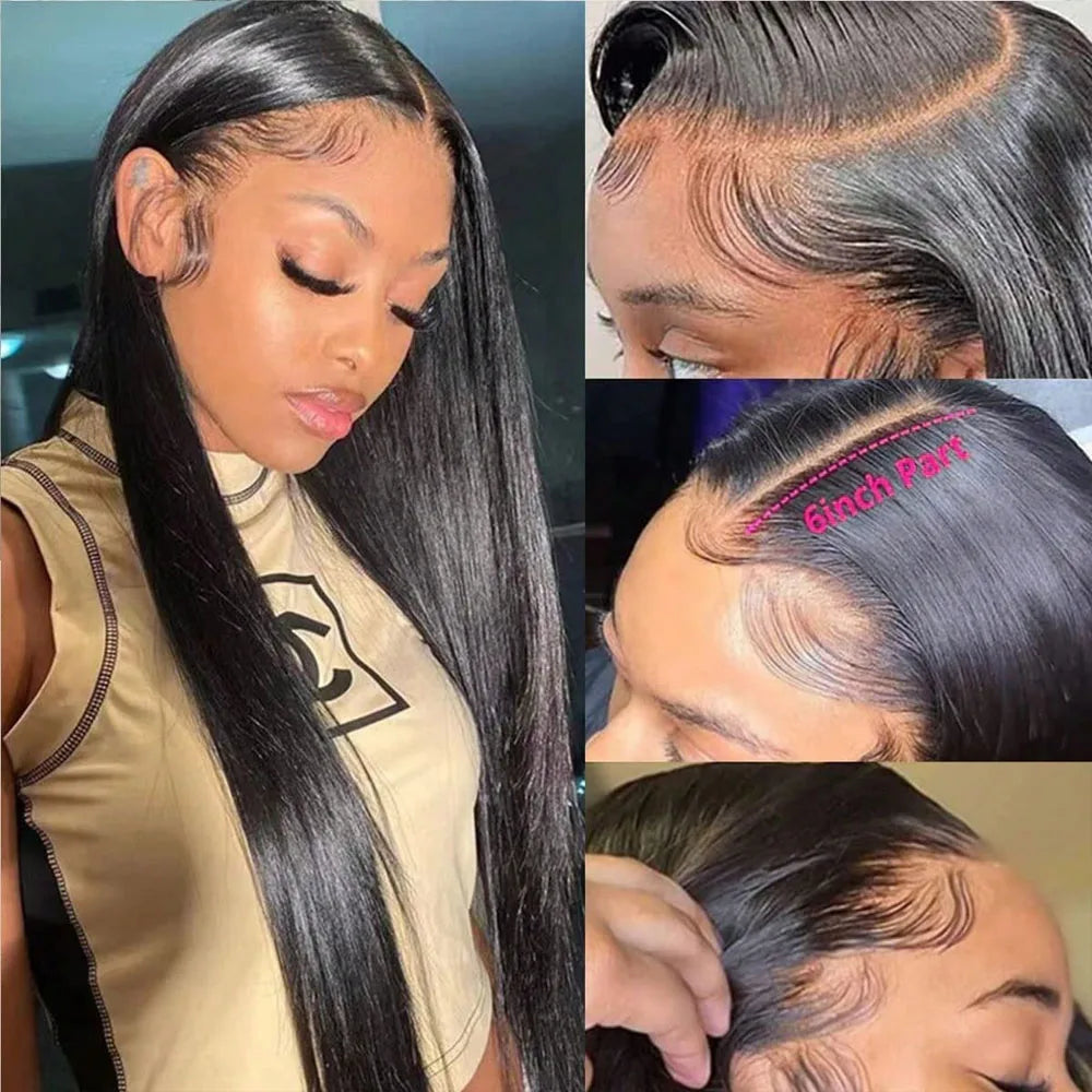 13x6 Lace Front Wigs Human Hair 36 Inch HD Transparent Lace Frontal Wigs 250% Density Brazilian Virgin Straight Human Hair Wigs For Women Pre Plucked With Baby Hair Natural Color