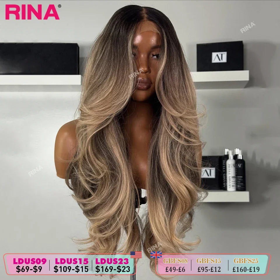 Ombre Blonde Highlight Color 200 Density 13x4 13x6 Human Hair Lace Front Wig Transparent Lace Brazilian Hair For Women Body Wave