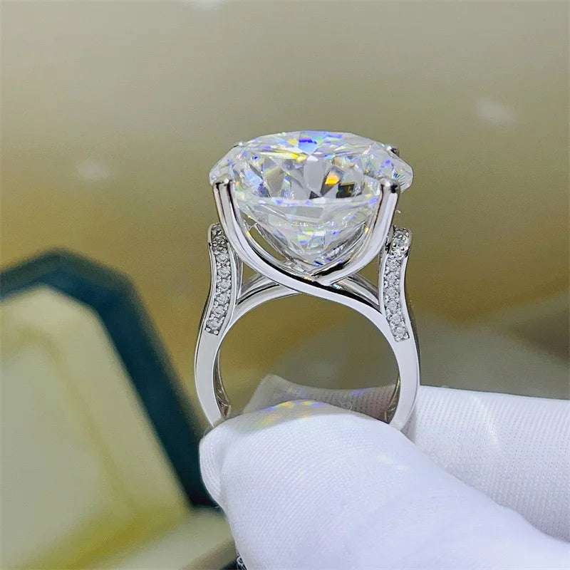 20 Carat Green Moissanite Lab Diamond Rings Top Grade s925 Silver Big White Moissanita Gemstone Fine Jewelry GRA