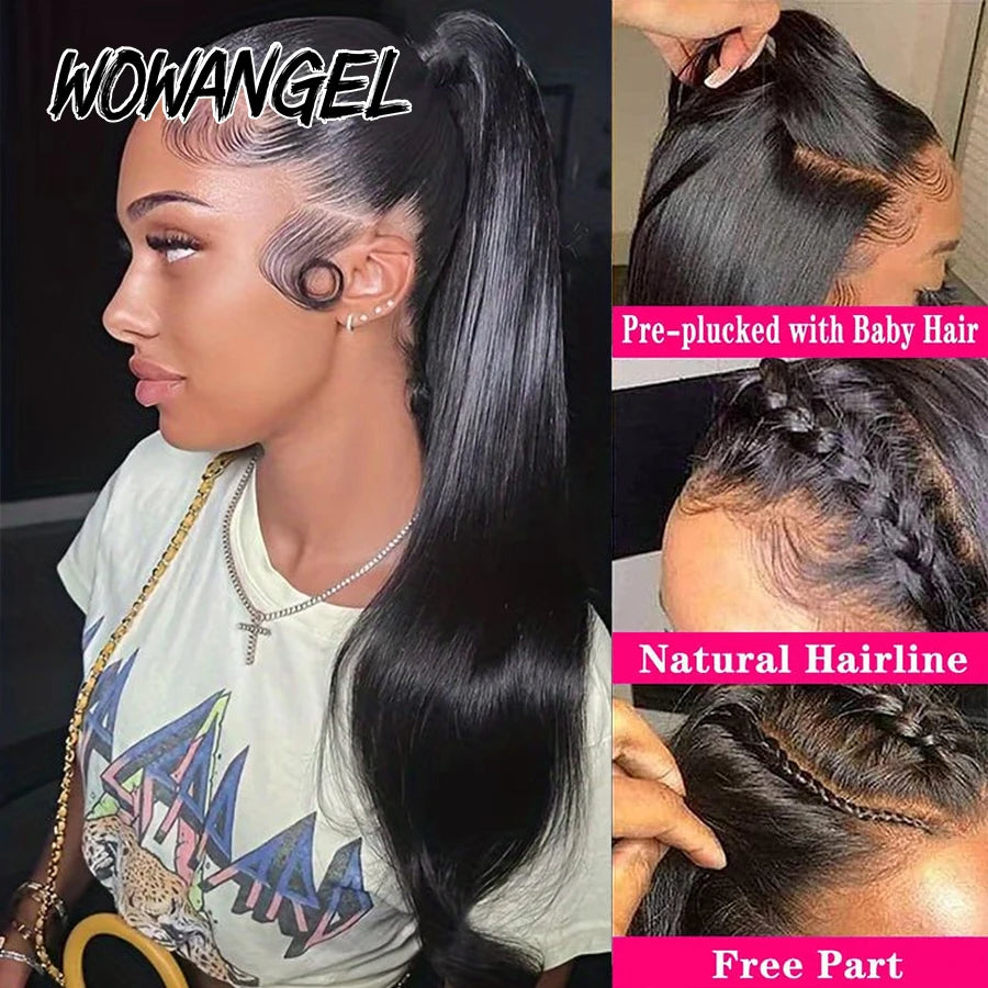 30in Invisi Strap 360 HD Lace Front Wigs Human Hair Straight 13x6 HD Full Lace Frontal Wigs Skins Melted Glueless Drawstring Wig