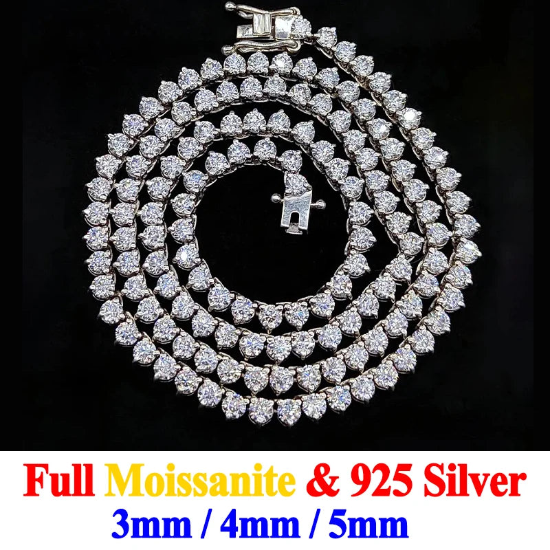 PureMax Luxury 3 Craws Certified Full Moissanite Diamond 18k Gold Plated Necklace Set For Women 925 Sterling Silver Fine Jewelry