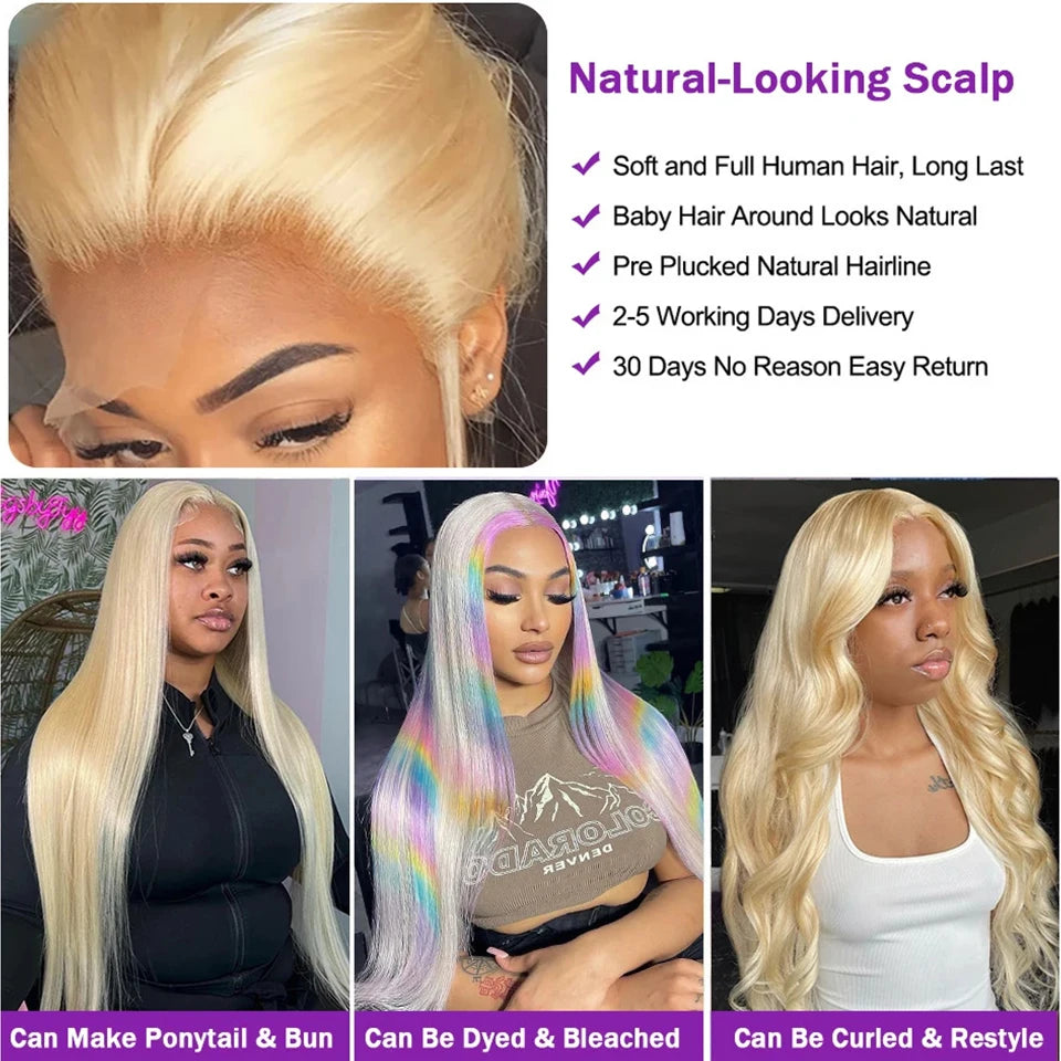36 inch 613 Honey Blonde Body Wave 13x6 13X4 Lace Front Human Hair Wigs For Women Brazilian 4x4 HD Transparent Lace Frontal Wig