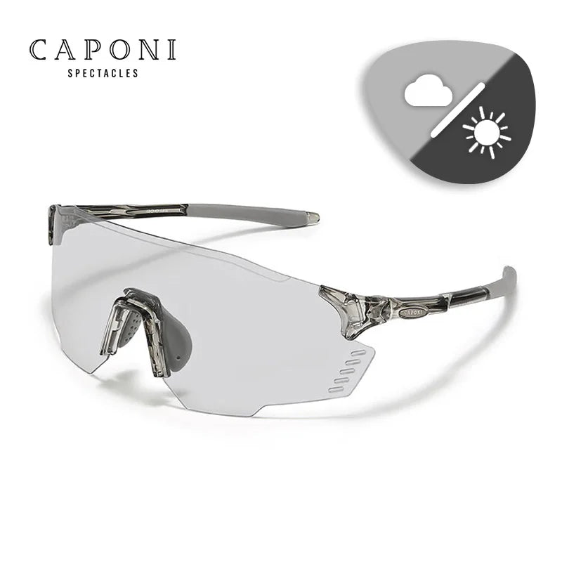 CAPONI Sport Men's Sunglasses TR-90 Gradient Photochromic Glasses For Men UV400 New Design Anti Dust Windproof Eyewear BS23812