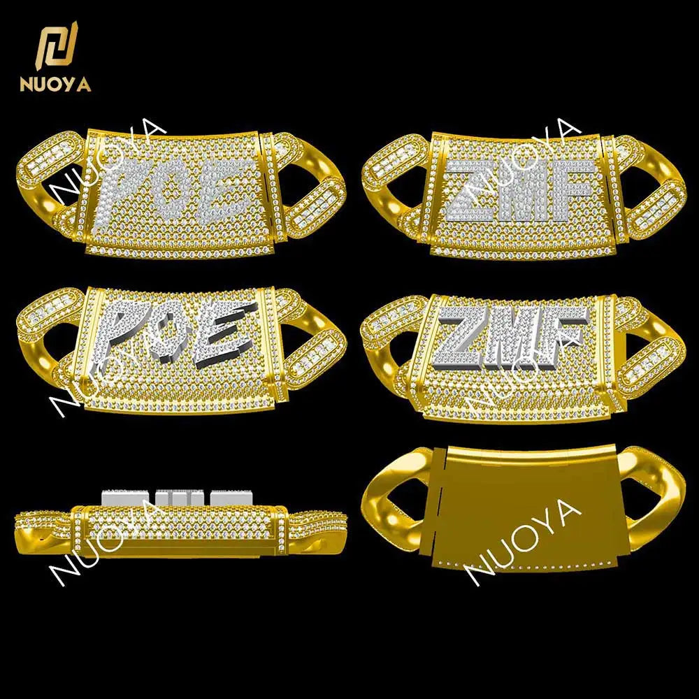 ESKEEM Custom Letter Clasp 15/18/22/25/29mm Prong Cuban Link Chain Hip Hop Jewelry Rose Gold Plated Iced Out CZ Miami Necklace