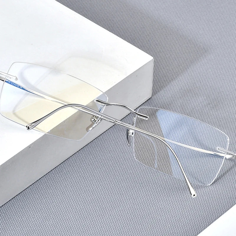 FONEX Sterling Silver S800 Glasses Frame Men Luxury Brand Design Rimless Eyeglasses Frameless Austria Ultralight Eyewear S001