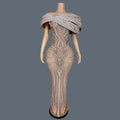 Sparkly Crystals Luxury Strapless Gown Sexy Women Birthday Celebrate Party Outfit High-end Evening Dress Photo Shoot Wear Chidao