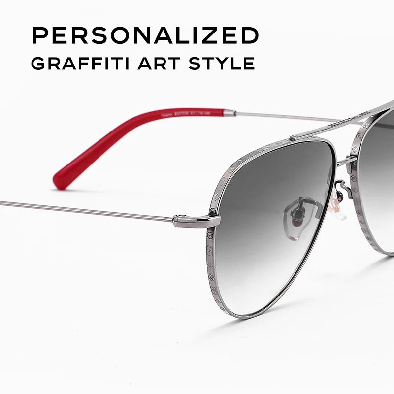 CAPONI Gradient Gray Men's Sunglasses Outdoor Fashion Travel Alloy Original Brand Sun Glasses For Male UV400 Sunglasses CP7538