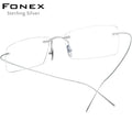 FONEX Sterling Silver S800 Glasses Frame Men Luxury Brand Design Rimless Eyeglasses Frameless Austria Ultralight Eyewear S001