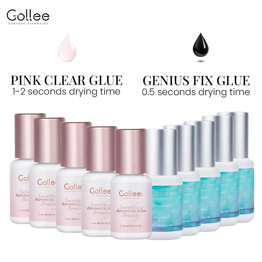 Gollee 0.5-1s Fast Dry Glue for Eyelash Extension Hypoallergenic Lash Extension Glue for Professional Artists Eyelashes Supplies