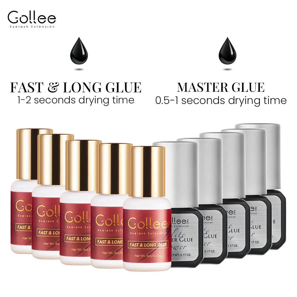 Gollee 0.5-1s Fast Dry Glue for Eyelash Extension Hypoallergenic Lash Extension Glue for Professional Artists Eyelashes Supplies