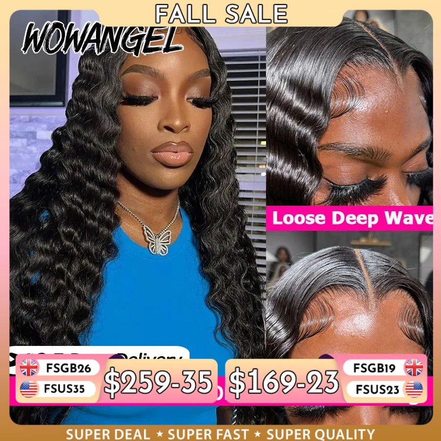 250% Loose Deep Wave Human Hair Wigs Pre Plucked 13x6 HD Full Frontal Wigs 100% Human Hair Curly Lace Front Wigs For Black Women