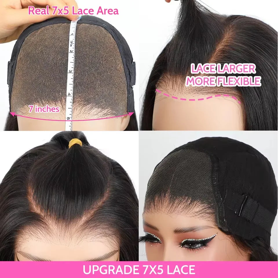 ISEE Hair #4 Wear And Go Chocolate Brown Straight Wig 7x5 Transparent Lace Front Glueless Human Hair Wigs Pre Cut PrePlucked