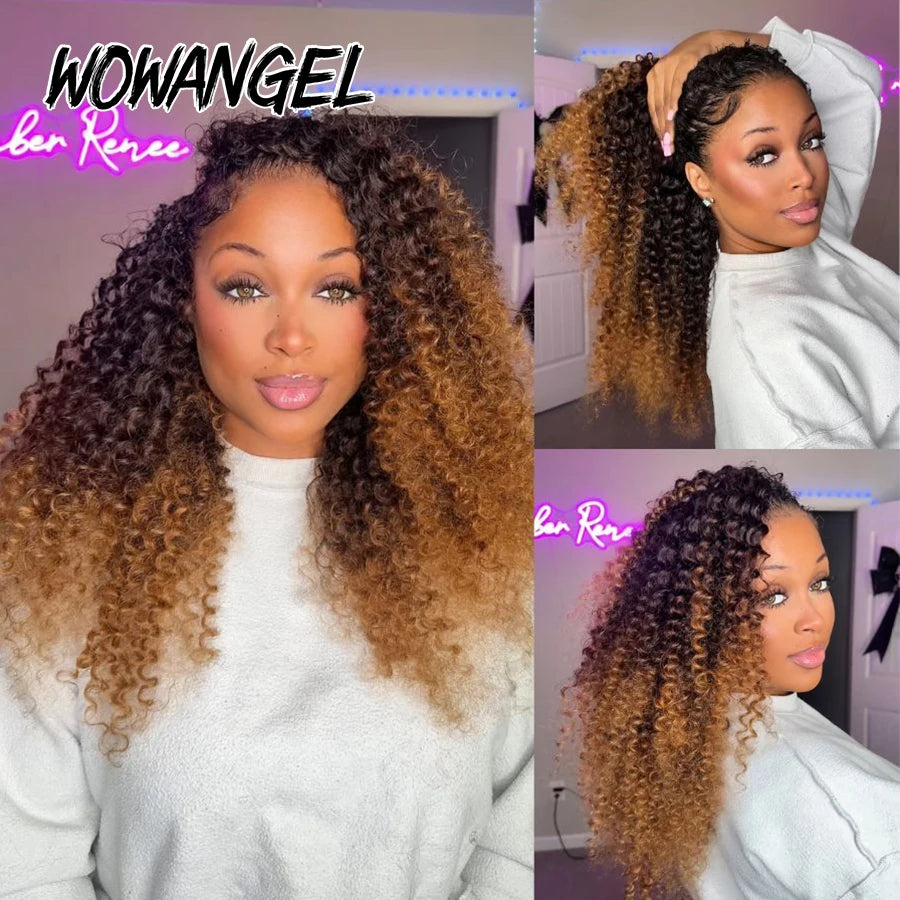 1BT/4/30 Ombre Color Deep Wave Crochet Hair For Braiding Curly Feather Crochet Hair Extensions With String Pre-Separated Knotles