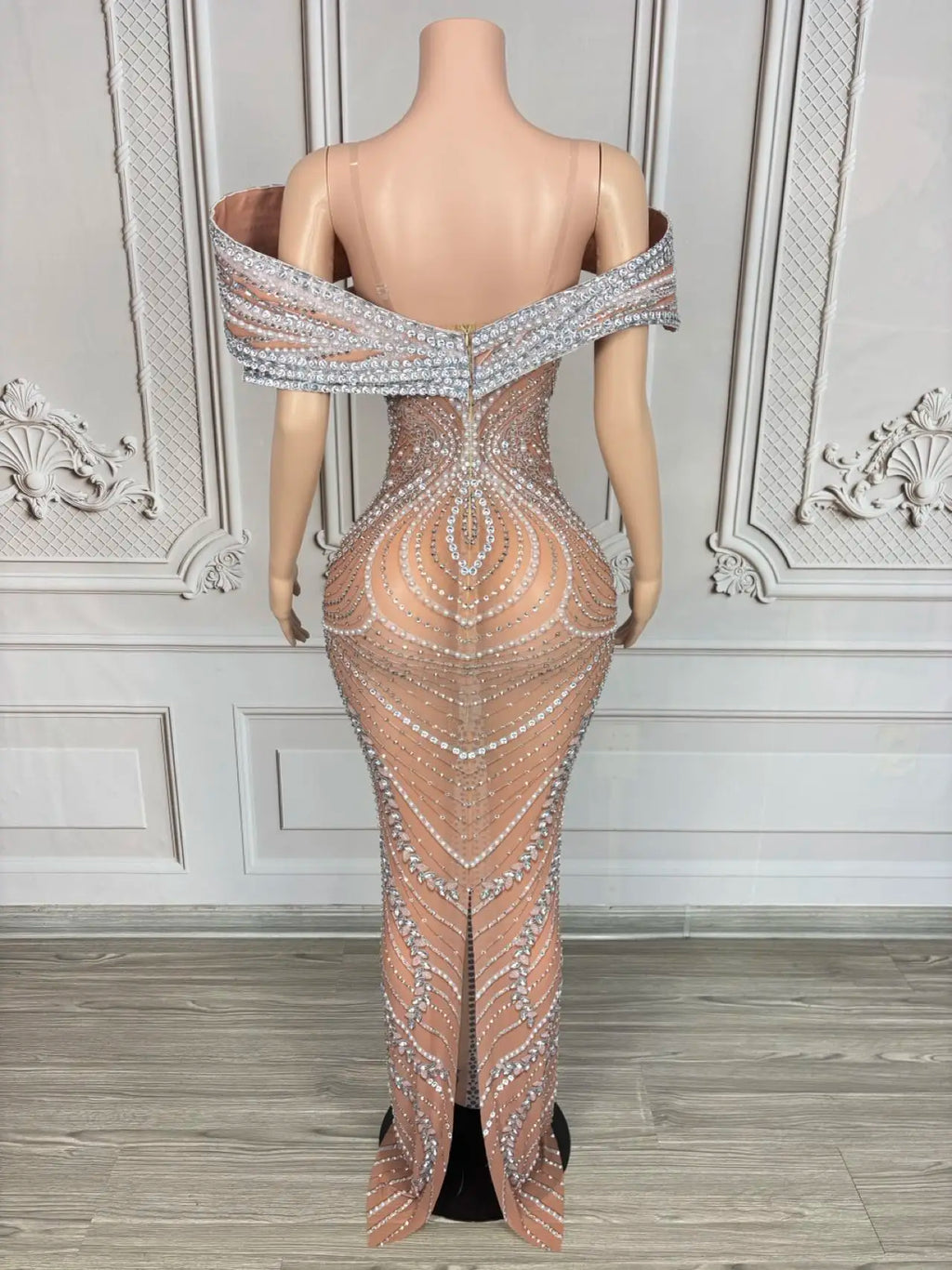 Sparkly Crystals Luxury Strapless Gown Sexy Women Birthday Celebrate Party Outfit High-end Evening Dress Photo Shoot Wear Chidao