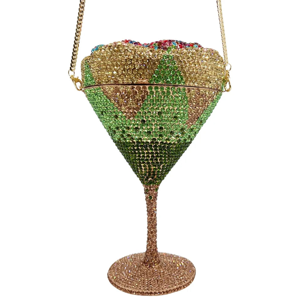XIYUAN Women Luxury Branded Martini Crystal Evening Bag Elegant Cup Diamond Bridal Handbag Wedding Party Purses Lady Gift Clutch