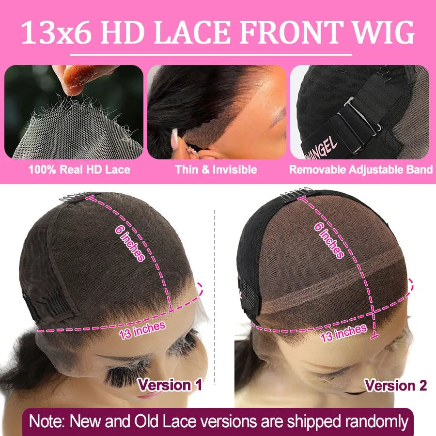 Wow Angel HD Full Frontal Wigs 36inch Straight Melt Skins 13x6 HD Lace Front Human Hair Wigs Virgin Hair Pre Plucked Glueless