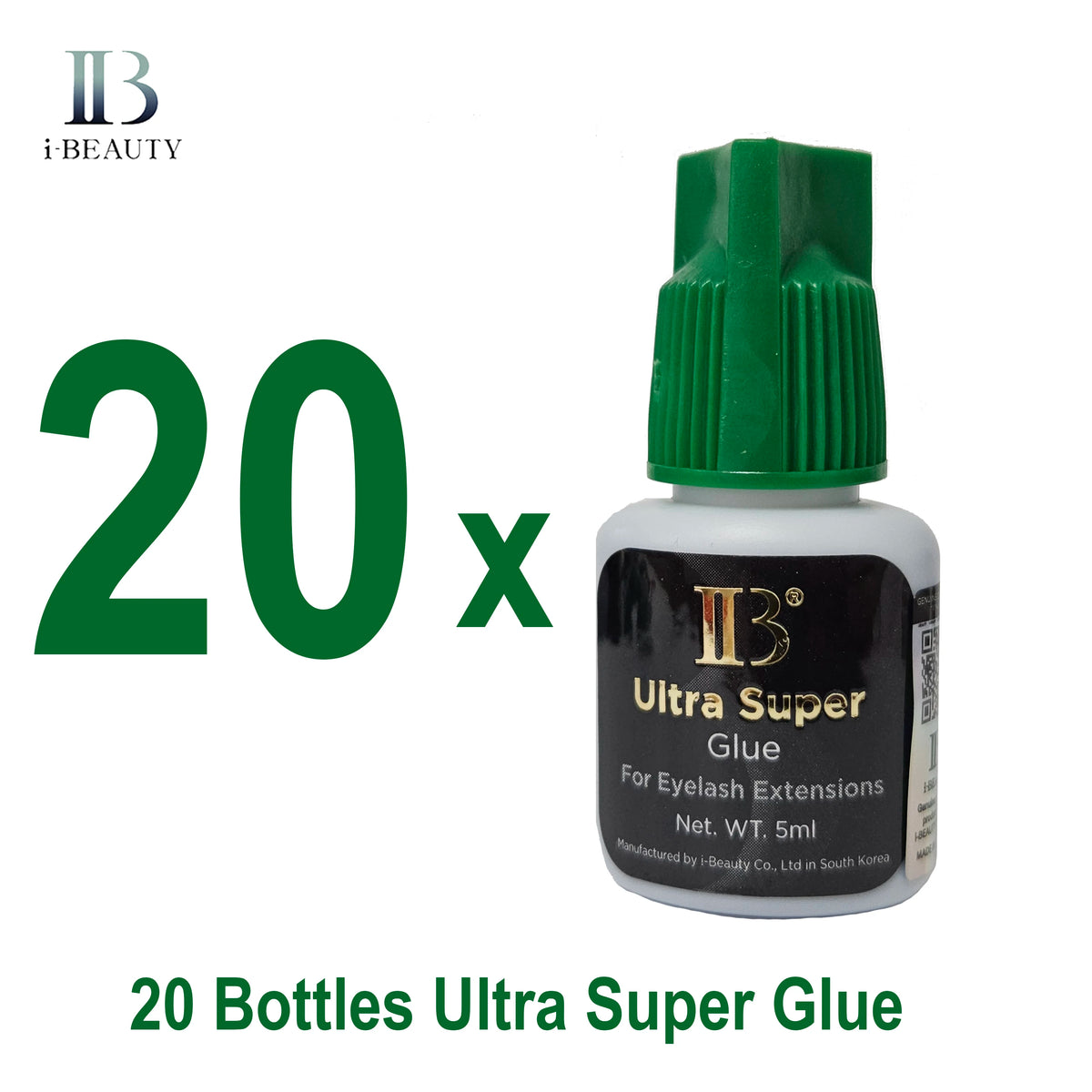 20 Bottles Black False Lashes Adhesive Korea IB Ultra Super Glue Individual Fast Drying Long Retention Eyelash Extensions Glue