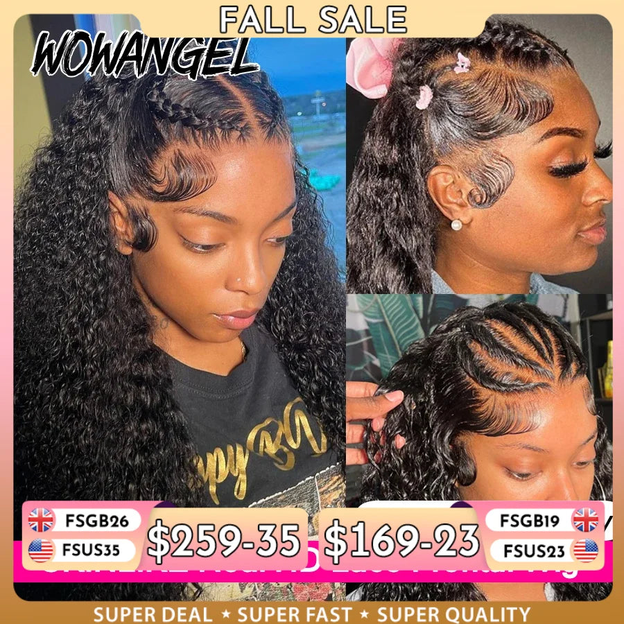 Wow Angel HD Lace Frontal Wigs 250% 13X6 Lace Front Wigs Water Wave HD Lace Closure Curly Wig Full Lace Human Hair Wig For Woman
