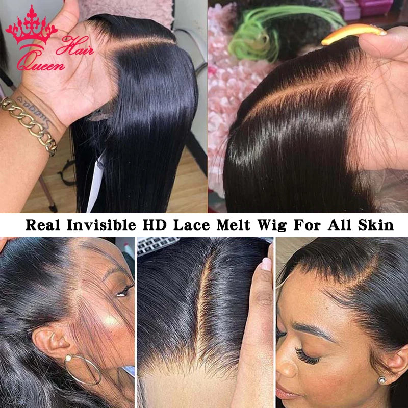 Queen Hair Real HD Lace Wig Raw Human Hair 13x4 13x6 FULL Frontal 5x5 6x6 7x7 Closure HD Melt Skin Lace Wig Straight / Body Wave