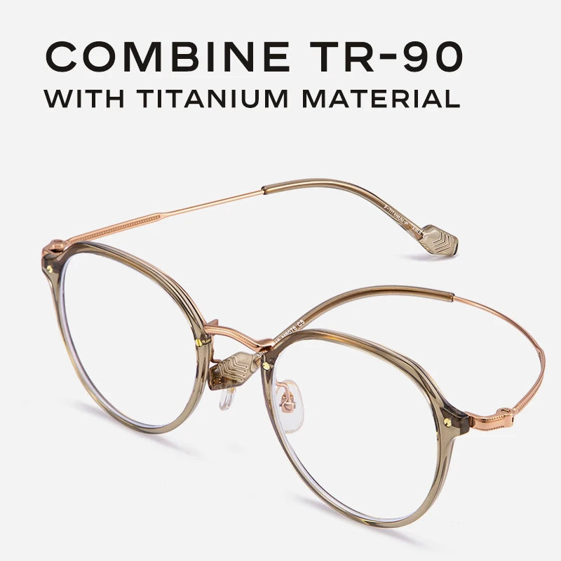 CAPONI Photochromic Brown Glasses TR-90 Titanium Frame Glasses Women's Blue Ray Protect Computer Brand Design Eyeglasses BF8076