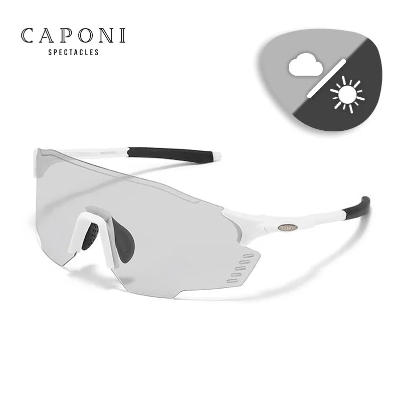 CAPONI Sport Men's Sunglasses TR-90 Gradient Photochromic Glasses For Men UV400 New Design Anti Dust Windproof Eyewear BS23812