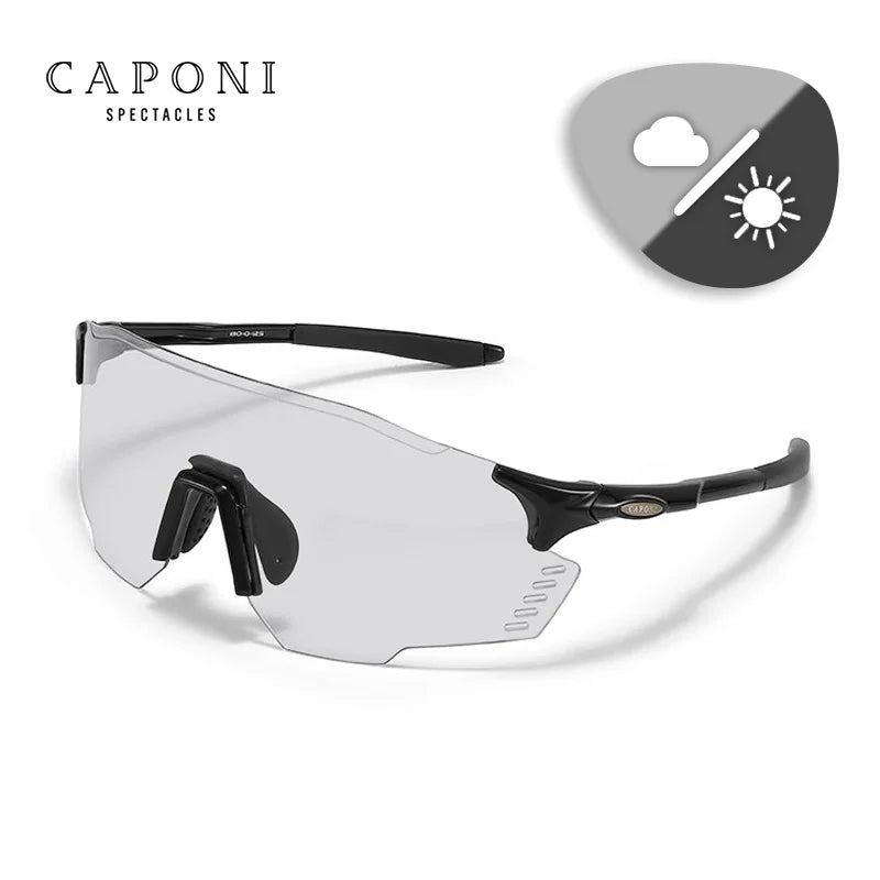 CAPONI Sport Men's Sunglasses TR-90 Gradient Photochromic Glasses For Men UV400 New Design Anti Dust Windproof Eyewear BS23812