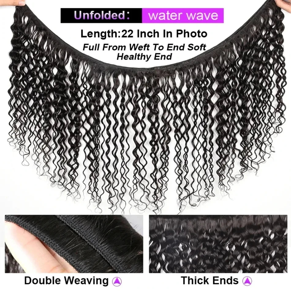 Finros Curly Bundles Human Hair Deep Wave Raw Hair Bundles Unprocessed Double Weft  Brazilian Virgin Hair Extensions Weave