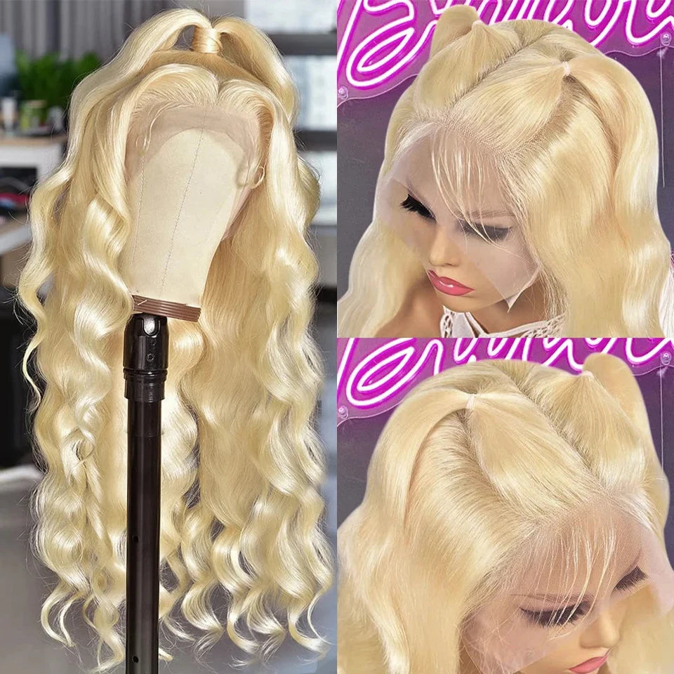 36 inch 613 Honey Blonde Body Wave 13x6 13X4 Lace Front Human Hair Wigs For Women Brazilian 4x4 HD Transparent Lace Frontal Wig