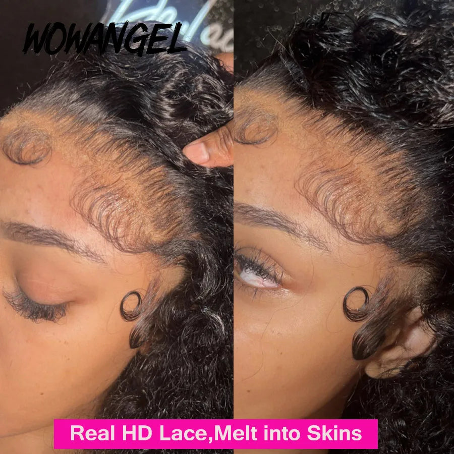Wow Angel Short Curly Pixie Cut Wigs 13x4 HD Lace Front Wigs 250% Jerry Curly Human Hair Wigs Melt Skins HD Transparent Lace Wig