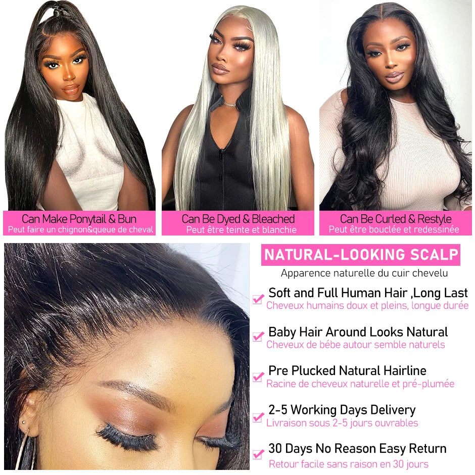 ISEE HAIR Wig Malaysian Straight 13x6 HD Lace Frontal Wig Pre Bleached Knots Wigs For Women Wear Go Glueless Wig Human Hair Wigs