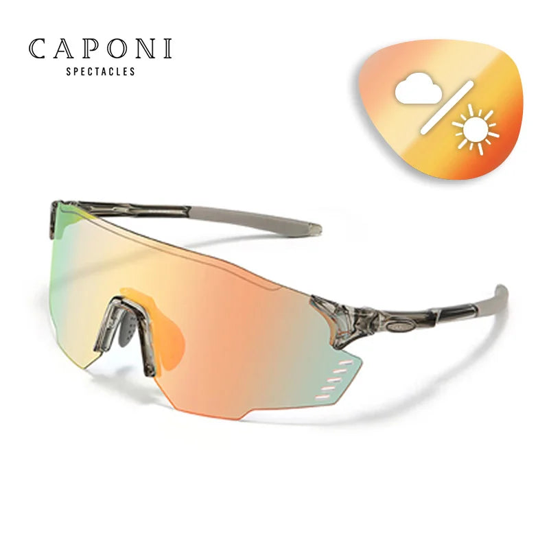 CAPONI Sport Men's Sunglasses TR-90 Gradient Photochromic Glasses For Men UV400 New Design Anti Dust Windproof Eyewear BS23812