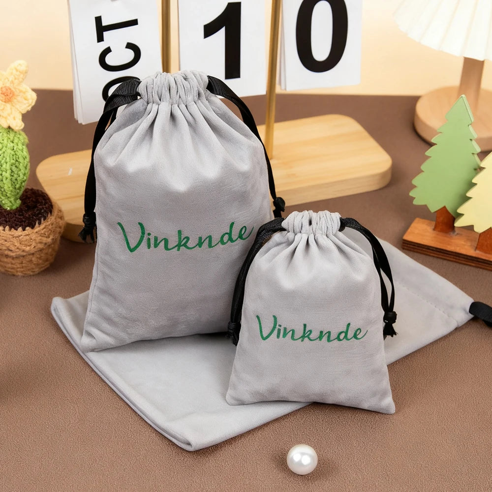 50-100pcs Velvet Gift Bags Custom Logo Ribbon Drawstring Bags For Wedding Christmas Party Jewelry Candy Gifts Packing Pouches