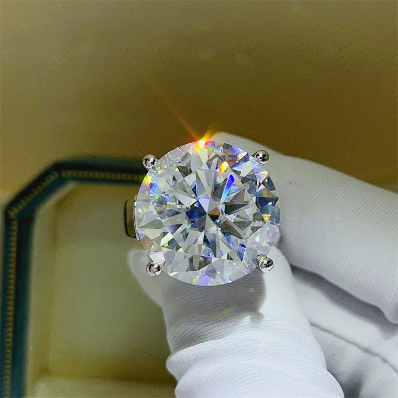 20 Carat Green Moissanite Lab Diamond Rings Top Grade s925 Silver Big White Moissanita Gemstone Fine Jewelry GRA