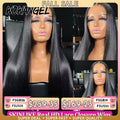 Wow Angel 36inch Jet Black Glueless Wigs 5x5 HD Lace Closure Human Hair Wigs Pre Plucked Straight Ready to Go Wigs For Woman