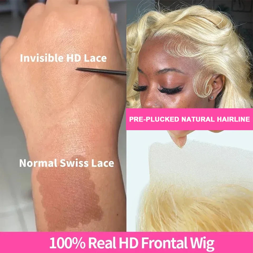 36 inch 613 Honey Blonde Body Wave 13x6 13X4 Lace Front Human Hair Wigs For Women Brazilian 4x4 HD Transparent Lace Frontal Wig